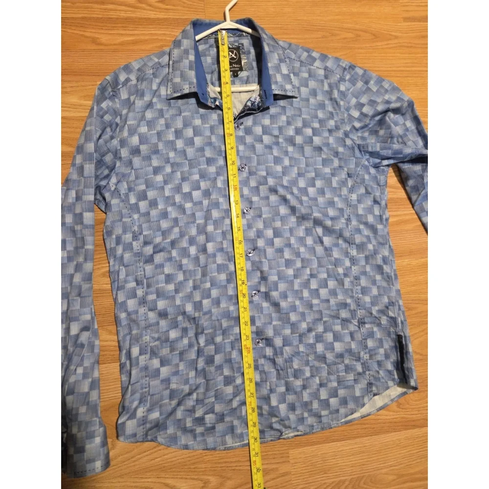 Au Noir Men Long Sleeves Shirt Size 5 Blue Pre-Owned - Picture 6 of 9